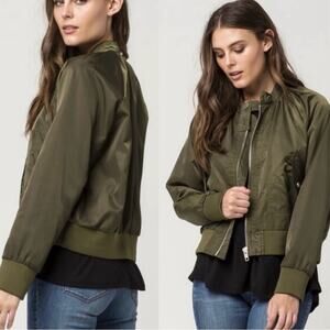 Free People Midnight Bomber Jacket Olive Green Size Medium